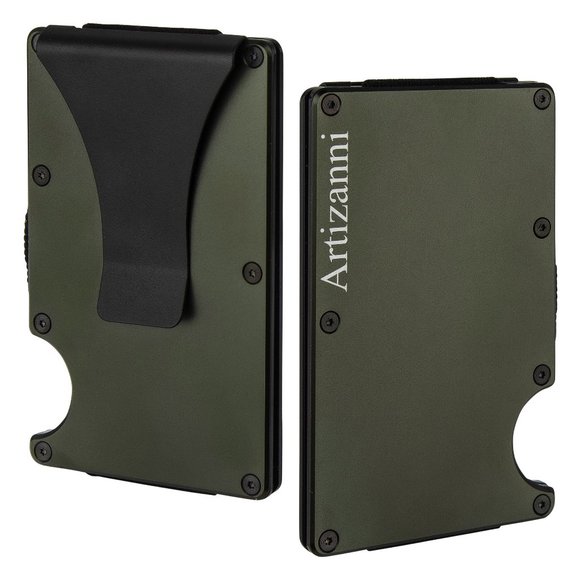 RFID Slim Front Pocket Credit Card Aluminum Wallet (Green) - Picture 1 of 6